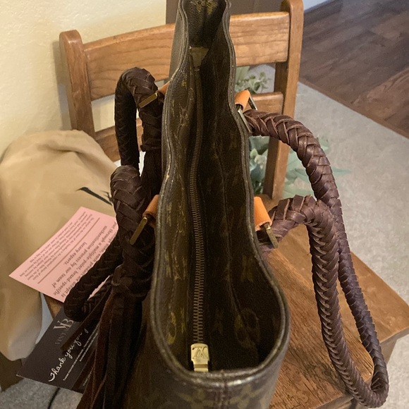 Vintage Boho Louis Vuitton Fringe Hand Braided Handles Tote with Dust Bag - Picture 8 of 12